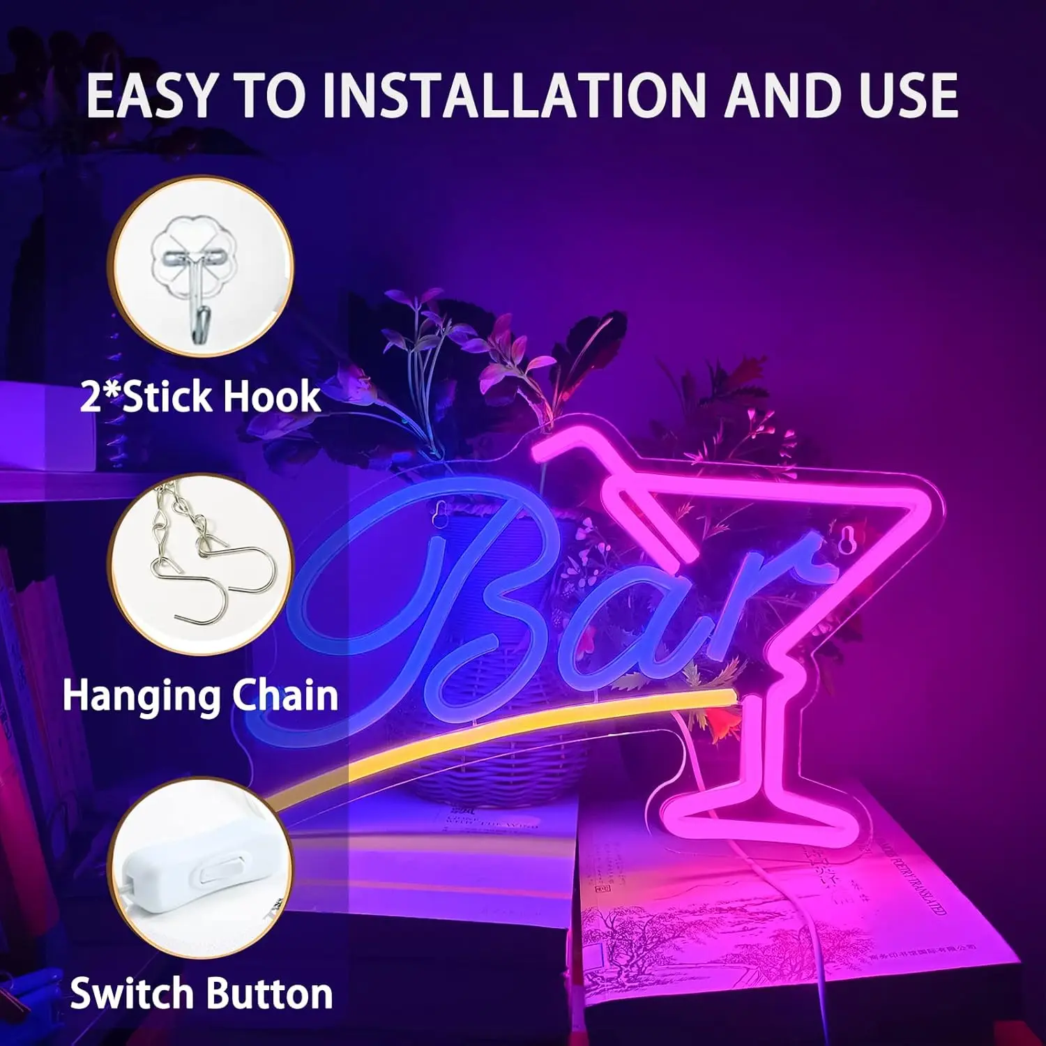 Insegna Neon LED USB Dimmerabile - Luci Al Neon Per Bar, Hotel, Feste, Bianco Giallastro - Foto 5