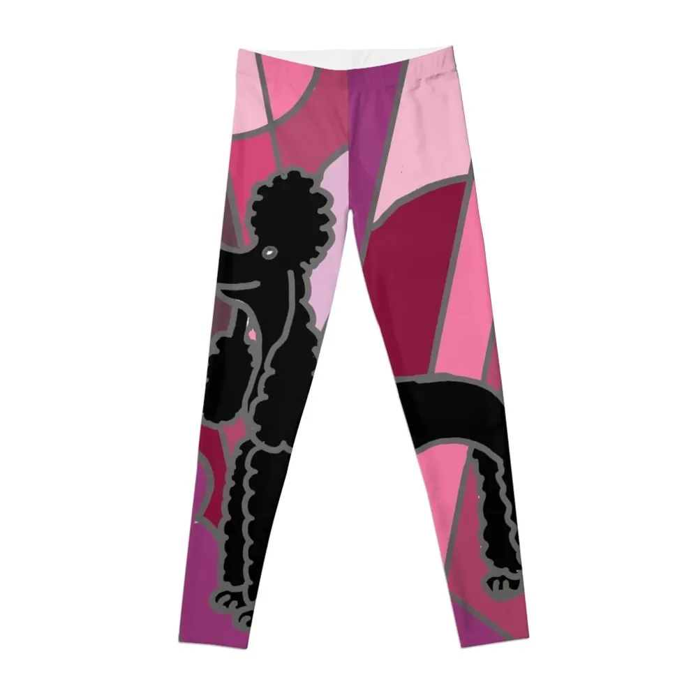 

Cool Funky Black Poodle Abstract Art Leggings Women's high waist sport pants Tight fitting woman Womens Leggings