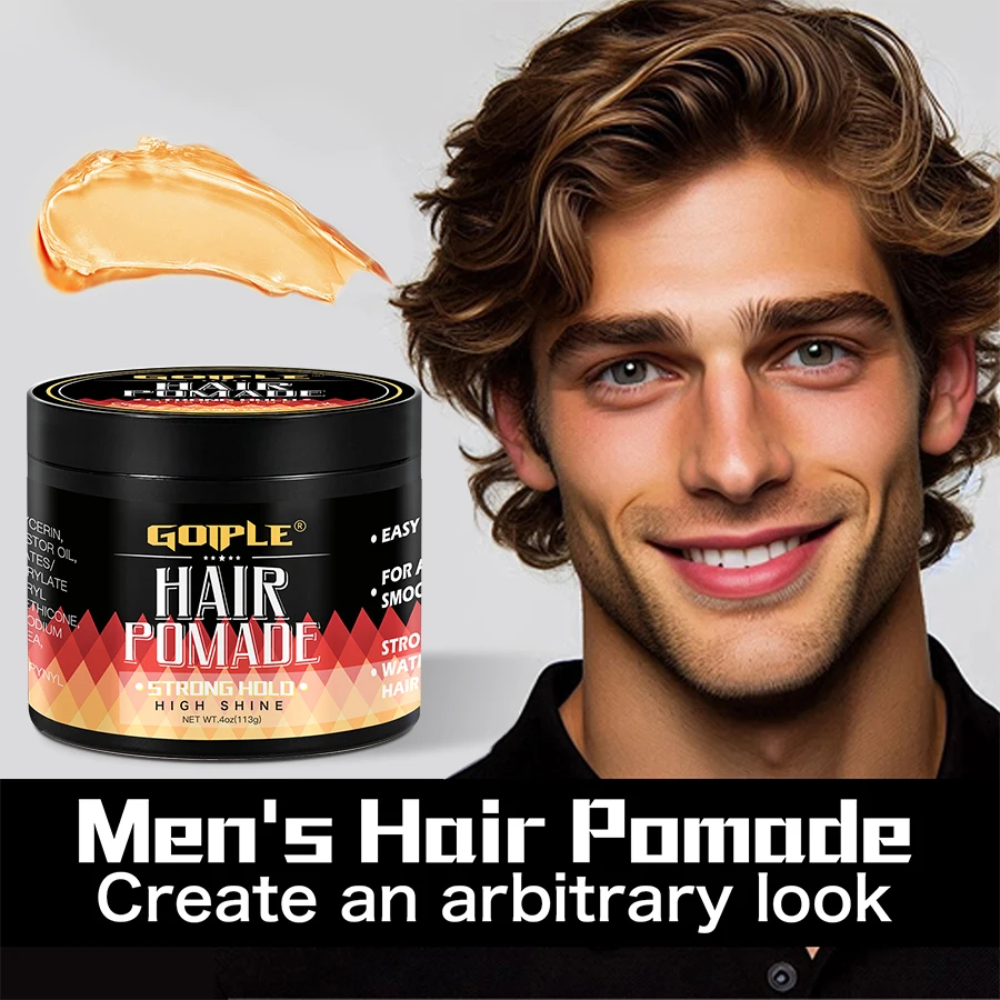 Men Long Lasting Hair Pomade Create Arbitrary Look Easy Apply Hair Clay Wavy Curl Shine Smooth Styling Cream for Daily Hairstyle