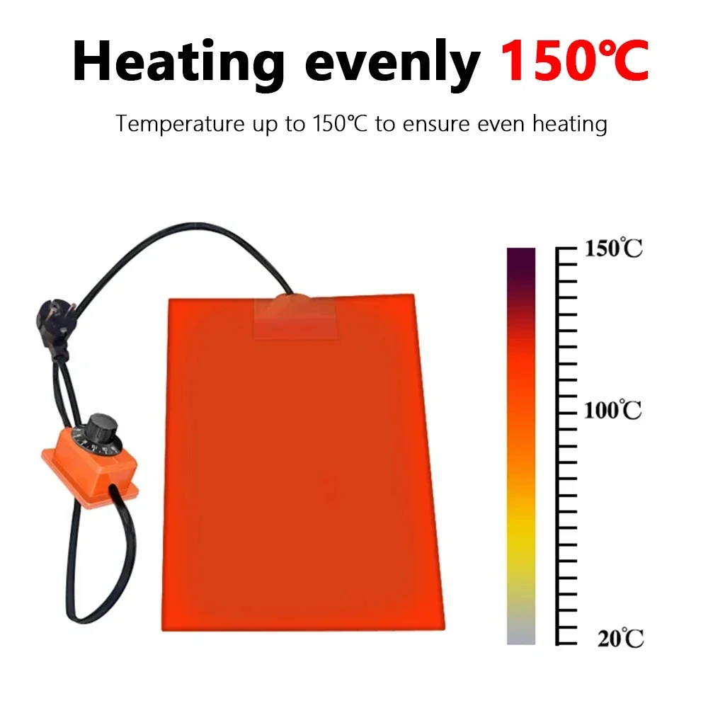 110V/220V Flexible Silicone Rubber Heating Pads Electric Heater Plate Mat W/ 3M Adhesive Knob Temperature Controller Thermostats 5