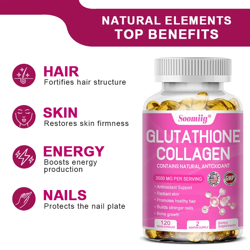 Alliwise Collagen with Glutathione Biotin Smooth Skin Vegan Capsules  Whitening Repairing Skin Reducing Wrinkles Supporting - AliExpress