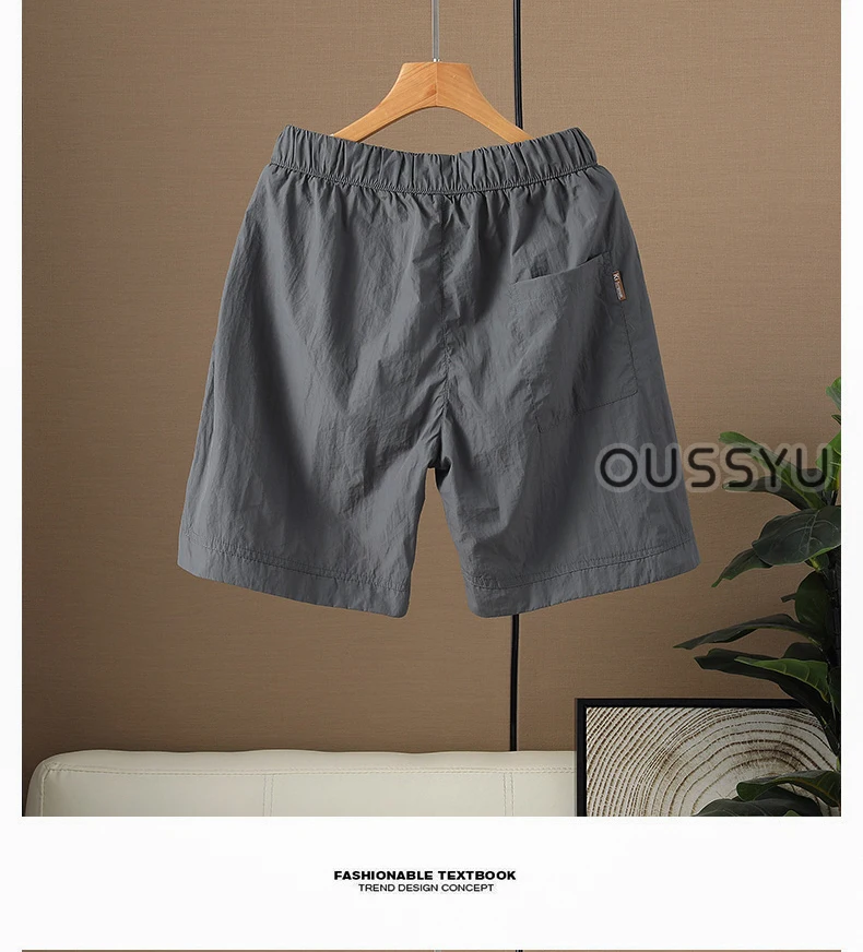 Markenkleidung Sommer Dünne Herren Outdoor Schnelltrocknende Wander-Shorts Elastischer Bund Kordelzug Cargo Freizeit-Shorts Khaki Grau Blau – Detail 10