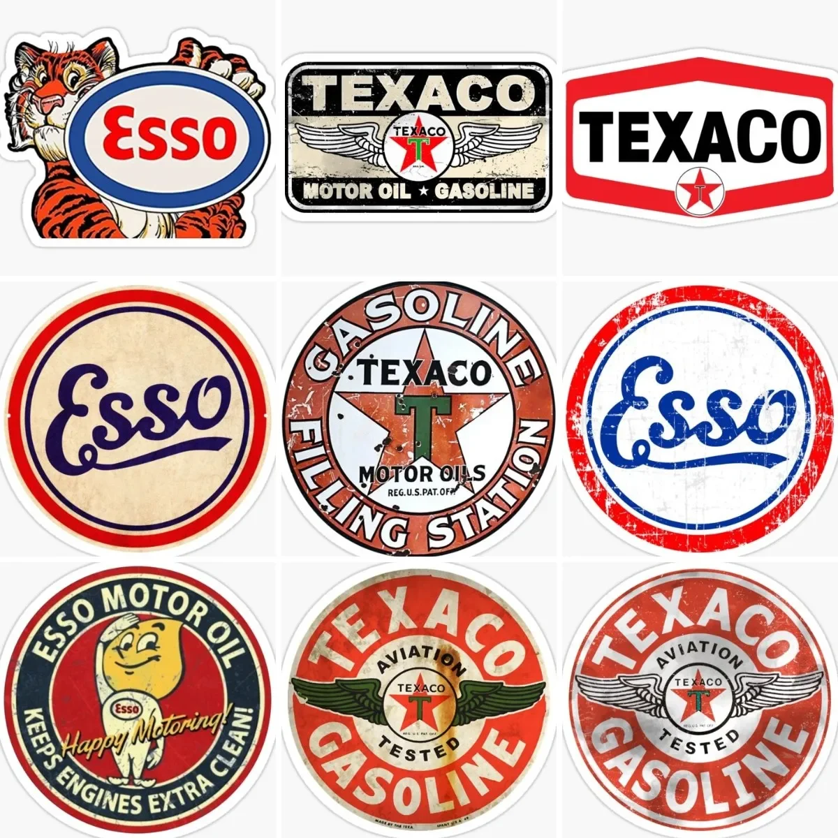 Texaco Petroleum Logo Esso Retro Stickers For Door Wall Moto Bike Off-Road Car Window Helmet Truck Van Decalcomania Accessori