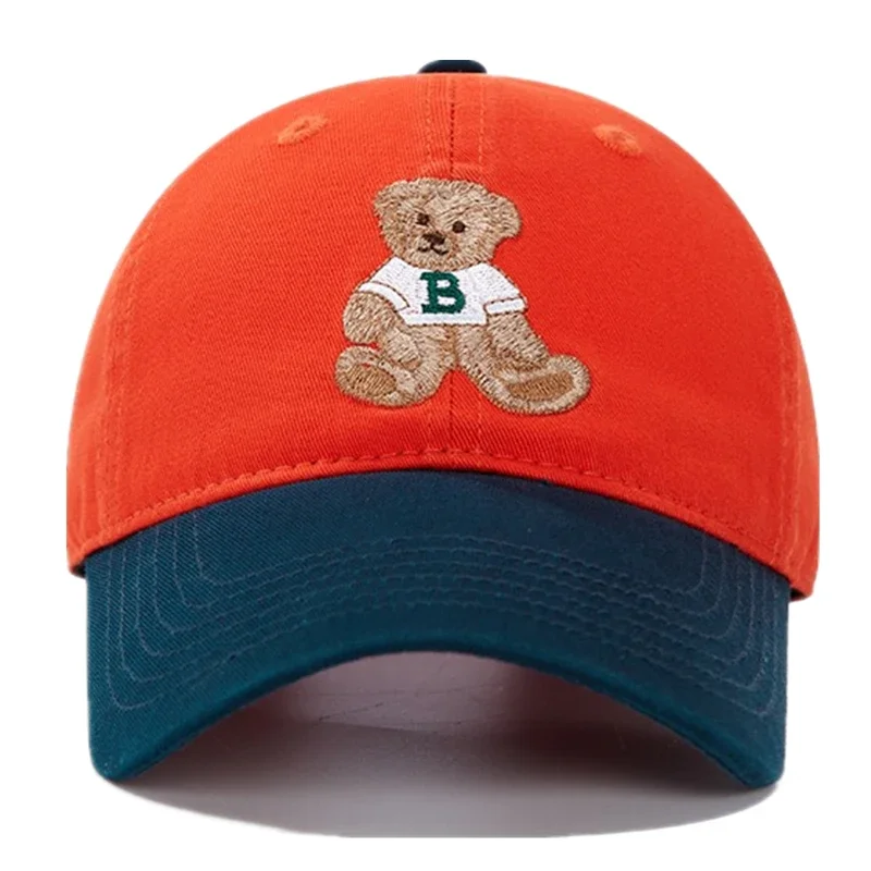 New Style Unisex Cotton Baseball Cap with Lovely Bear Embroidery Outdoor Sports Dad Hat Adjustable for Men And Women
