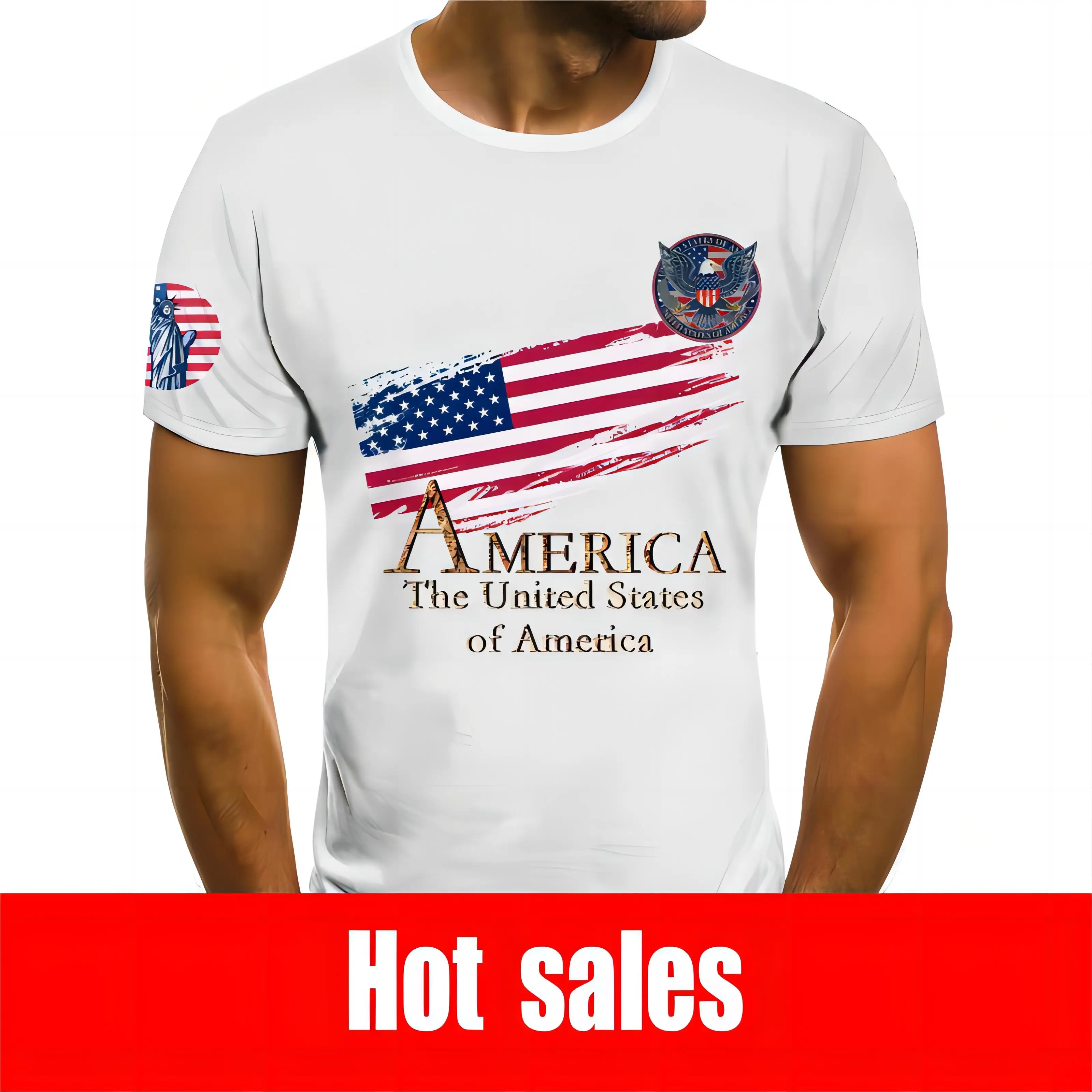 Camiseta Bandera De Los Estados Unidos Azul Rojo Brillante