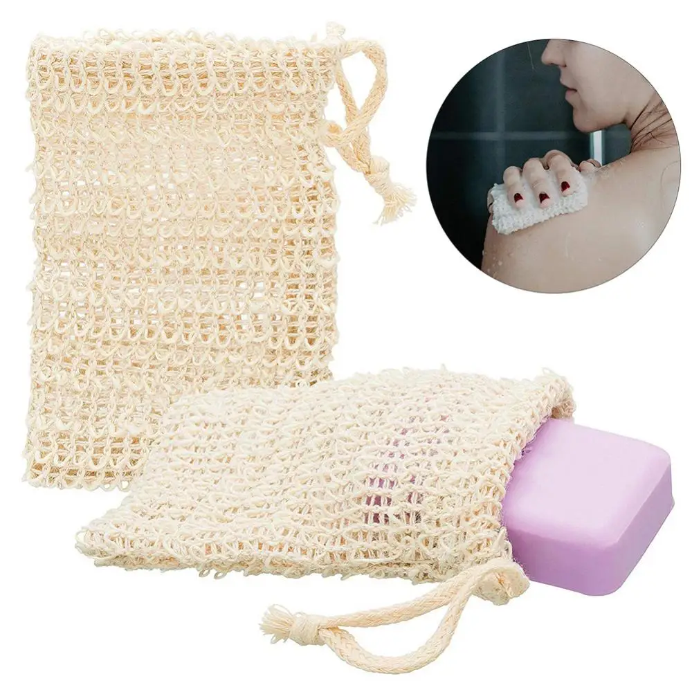 1Pc Fashion Nice Natural Ramie Shower Exfoliator Sponge Pouch Net Confortevole Bubble Blister Mesh Soap Saver Foaming Bag