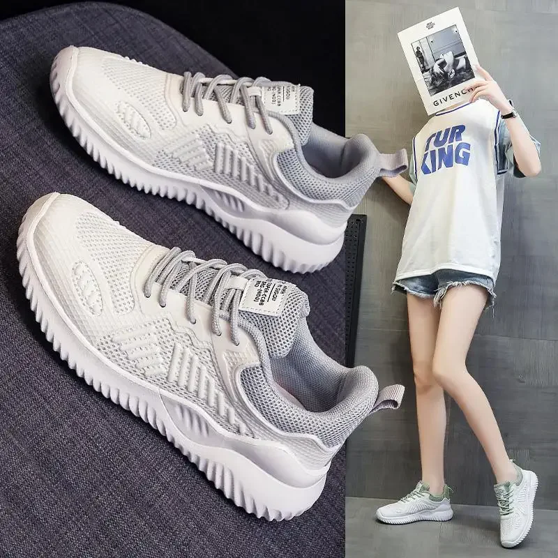 

Silver Dad Shoes Women's 2024 Summer New Thick Bottom Women's Tenis Breathable Sports