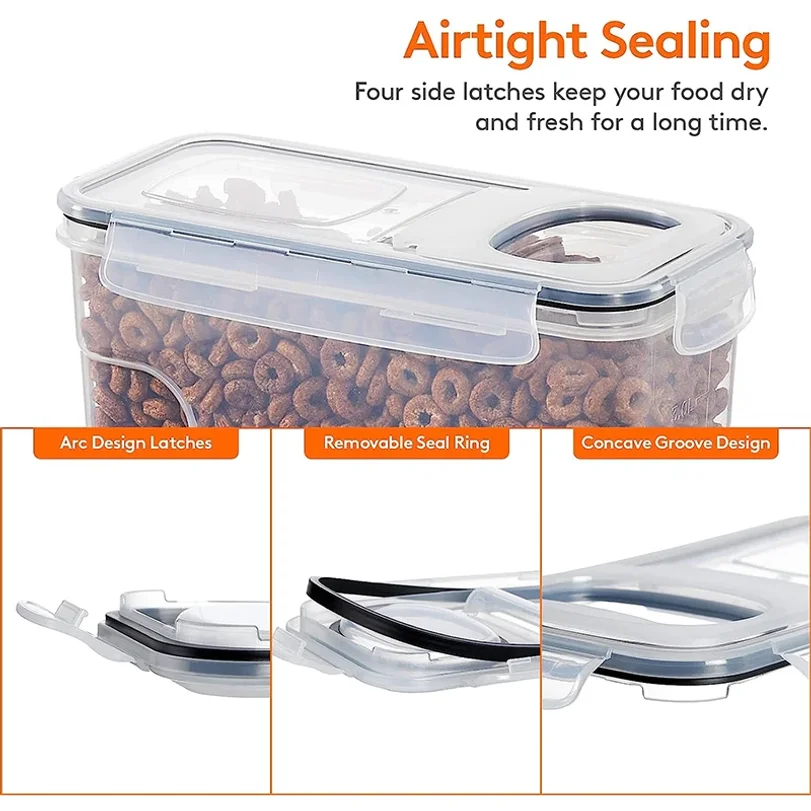 4L Cereal Storage Containers with Lids 1/2/4pcs Airtight Food Moistureproof Tank with Label Stickers Kitchen Organization Box 5