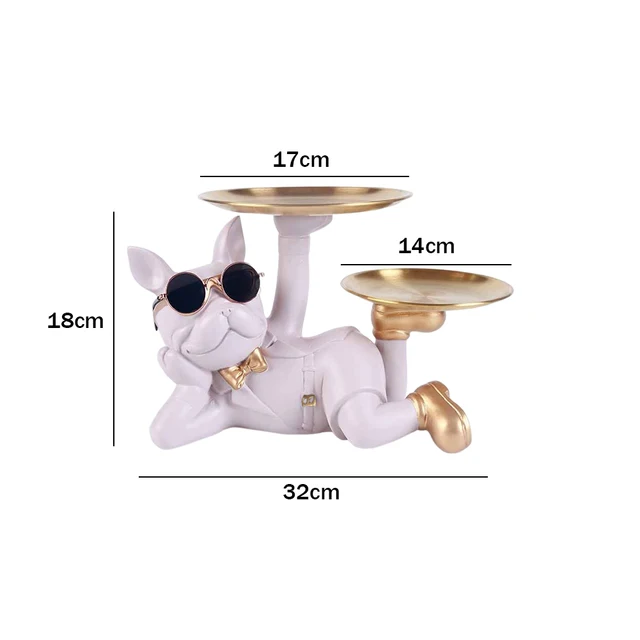 Sculpture de table bouledogue avec palette, décor de sculpture en résine, artisanat d'entrée, bonbons, fournitures domestiques pour la maison, salon, soleil 6