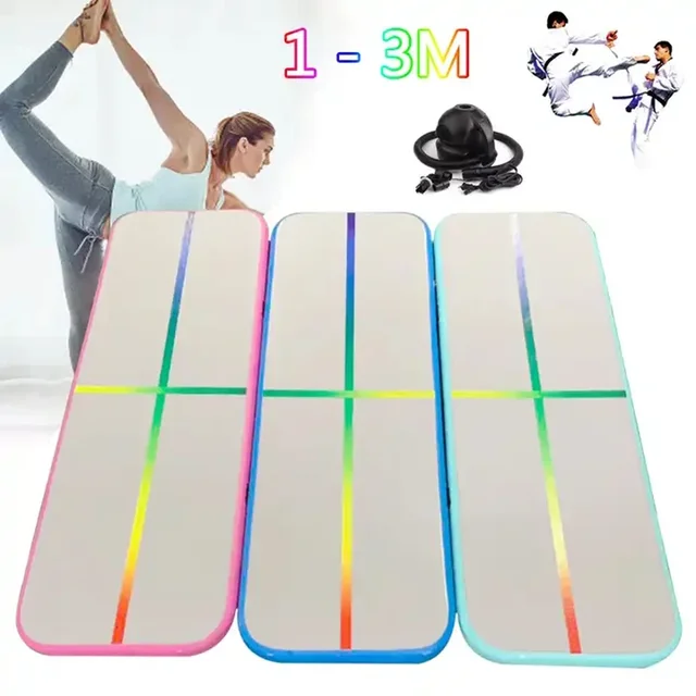 Air Tracks Inflatable  Durable 1x0.6x0.1m Gymnastics Mat Tumbling Gym Mat With Colorful Line Indoor Yoga Floor For Training Use 1