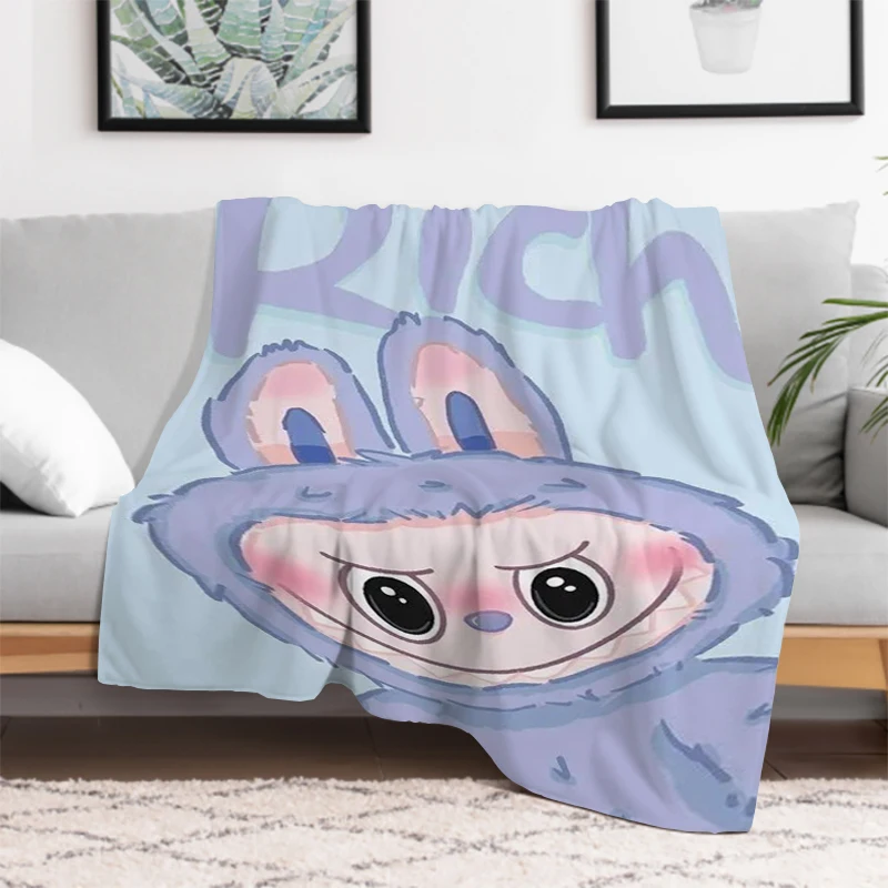 Cute Labubu Throw Blanket Bed Blankets for Decorative Sofa Downy Luxury Designer Bedding Soft Plaid With Print Throwing King Lid 3