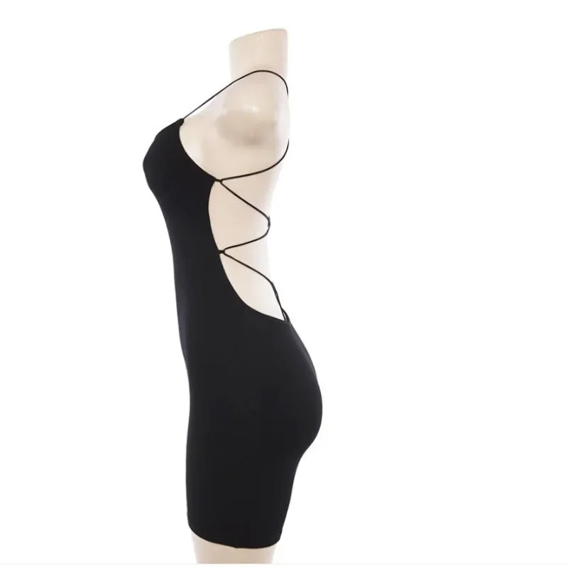New Autumn Women's Solid Color U-neck Suspender Dress Y2k Fashion Sexy Slim-fitting Backless Strap Summer Short Dress for Women