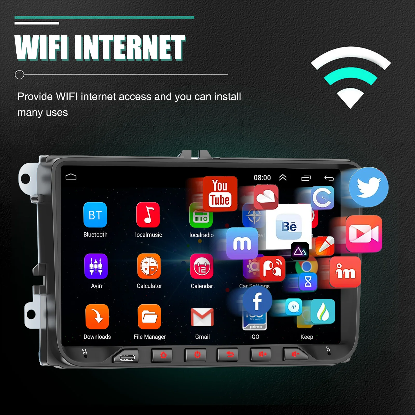 ESSGOO Autoradio Android 14 9" IPS Touchscreen 4+64GB Wireless CarPlay Android Auto GPS Navigation für VW Golf 5 6 Polo Touran Tiguan Caddy EOS Jetta T5 Seat Skoda FM Wifi Bluetooth RDS Lenkradsteuerung Mirror Link – Detail 12