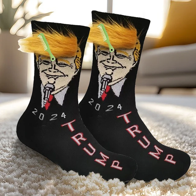 Funny President Donald Trump Socks Streetwear Hip Hop Compression Socks Trump Merchandise Gift Novelty Funny Socks for Men Women 3
