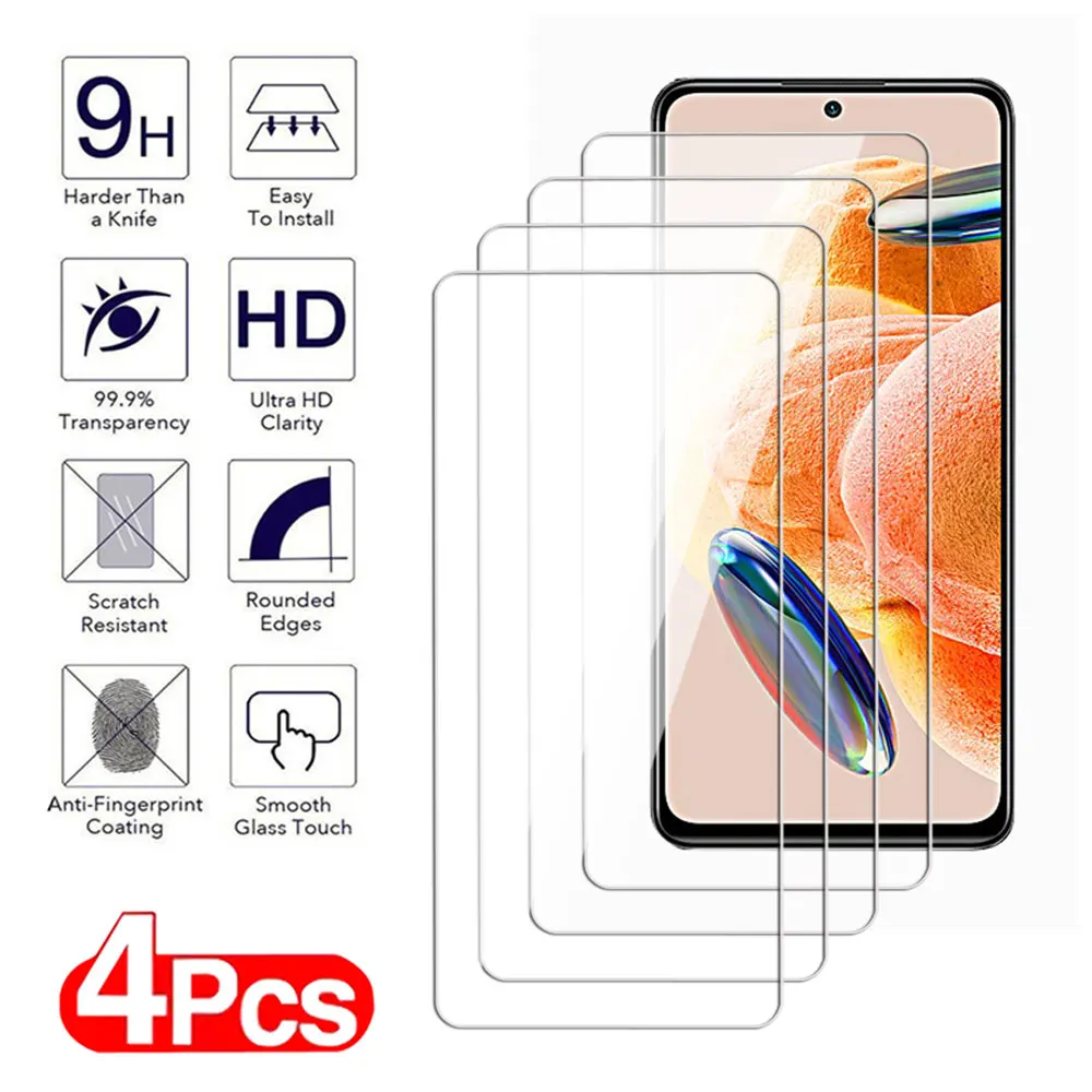

4 шт. 9H противоударное закаленное стекло для Xiaomi Redmi 12 12C защита для экрана для Redmi Note 12 Pro Plus 12T прозрачная защитная пленка