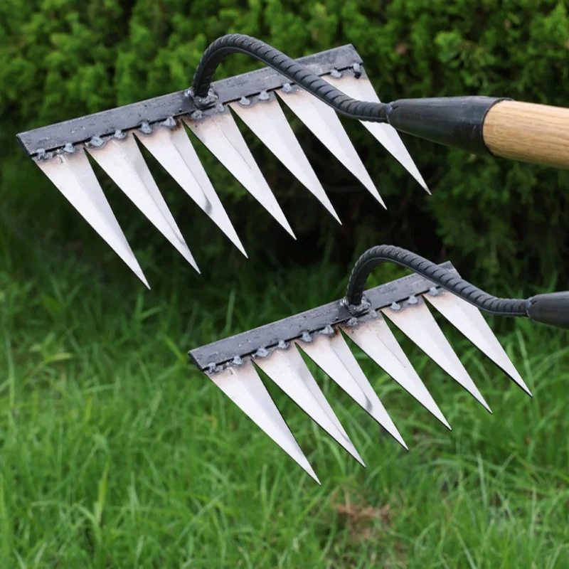 

Gardening Hoe Weeding Rake Steel Farm Tool Grasping Raking Level Loosen Soil Harrow Clean Leaves Collect Weeds Agricultural Tool