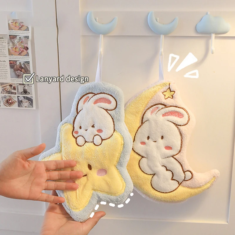 Kawaii Hand Towel Soft Cartoon Washcloth Kitchen Hanging Absorbent Towels Bathroom Accessories Home Decoration Supplies 타올