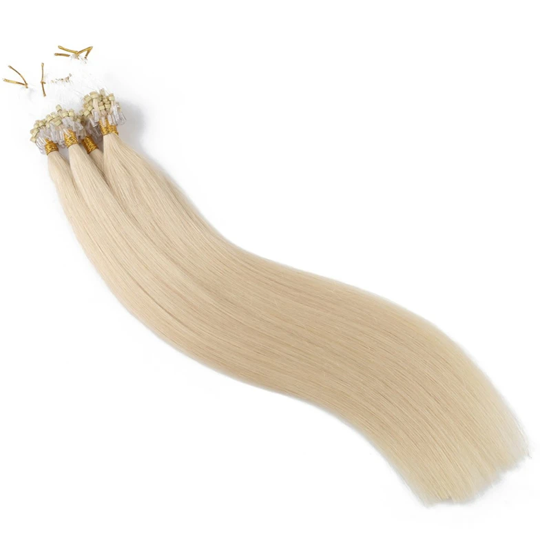 24inch Brazilian Straight Micro Ring Virgin Hair Extensions Remy #613 Blonde Micro Bead Loop Human Hair Extension