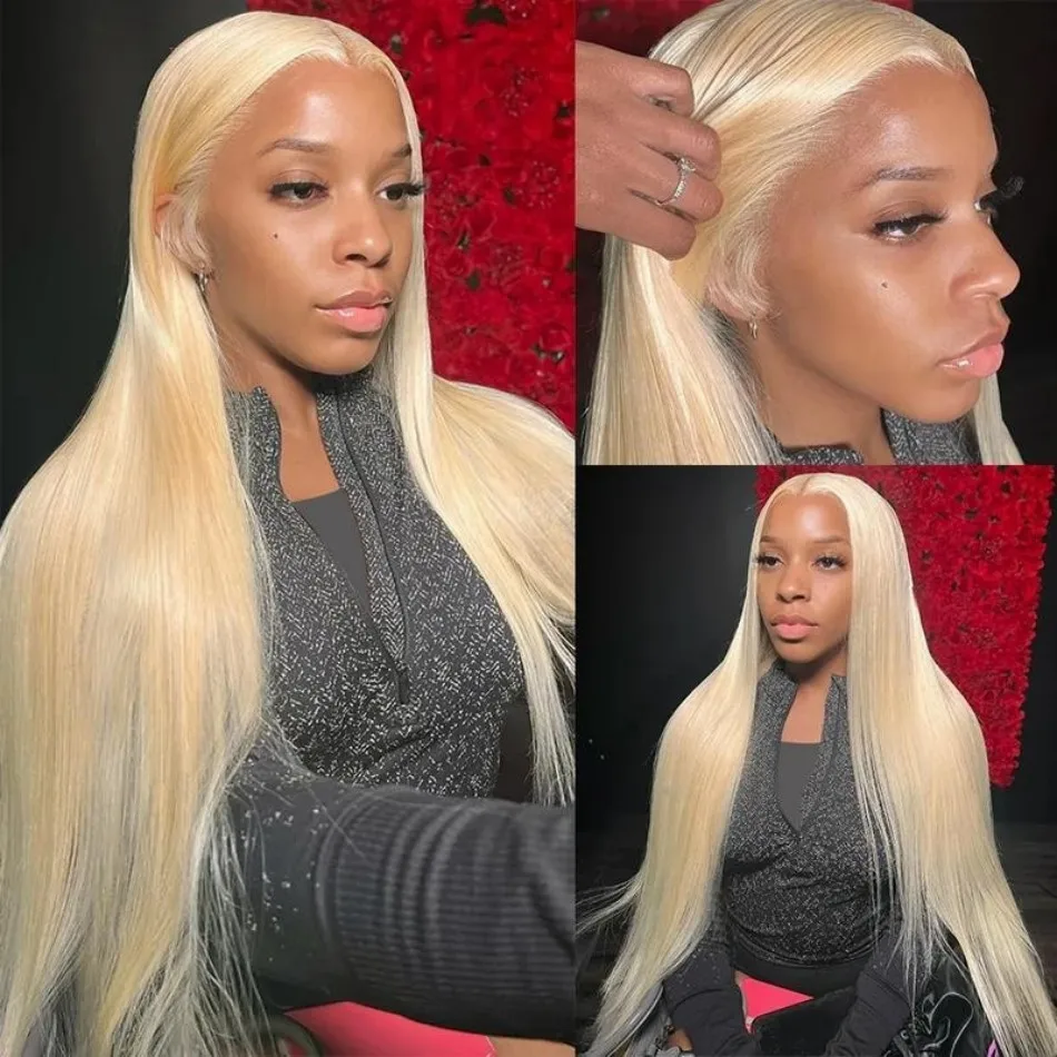 613 Human Hair Wigs Straight Hd Lace Frontal Wig 13X6 Blonde 40 Inch Lace Front Wigs Brazilian Hair For Black Women 230 Density