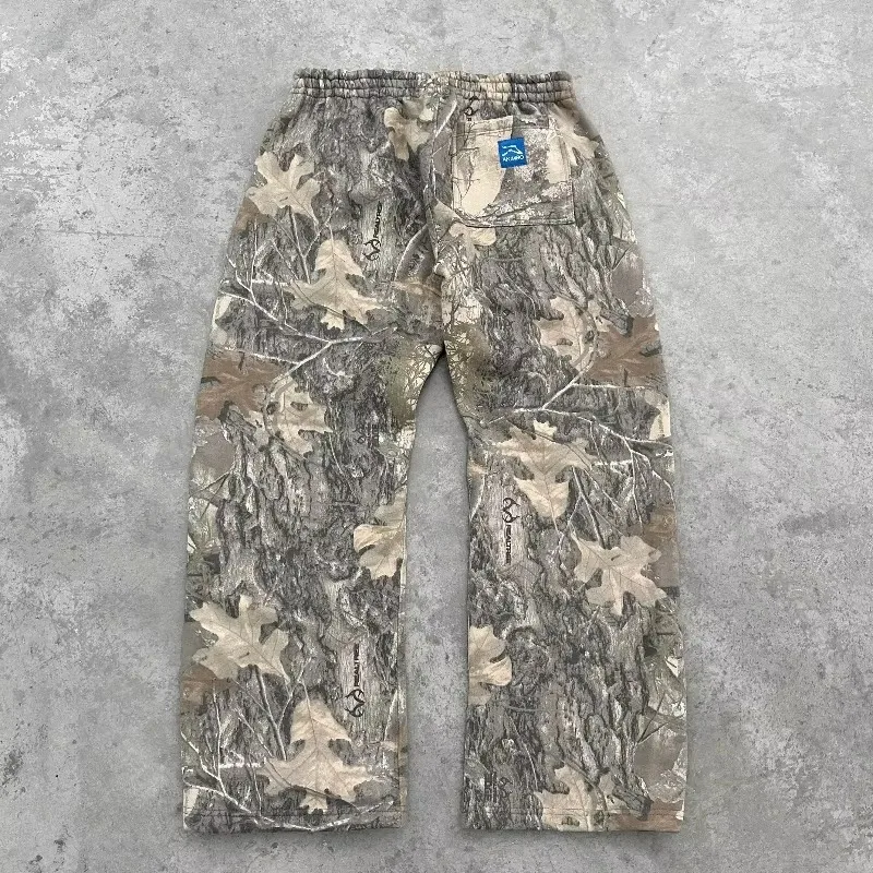 American Retro Camouflage Branches Oversized Jogging Pants Men's And Women's Y2K Harajuku Hip-Hop Gothic Wide-Leg