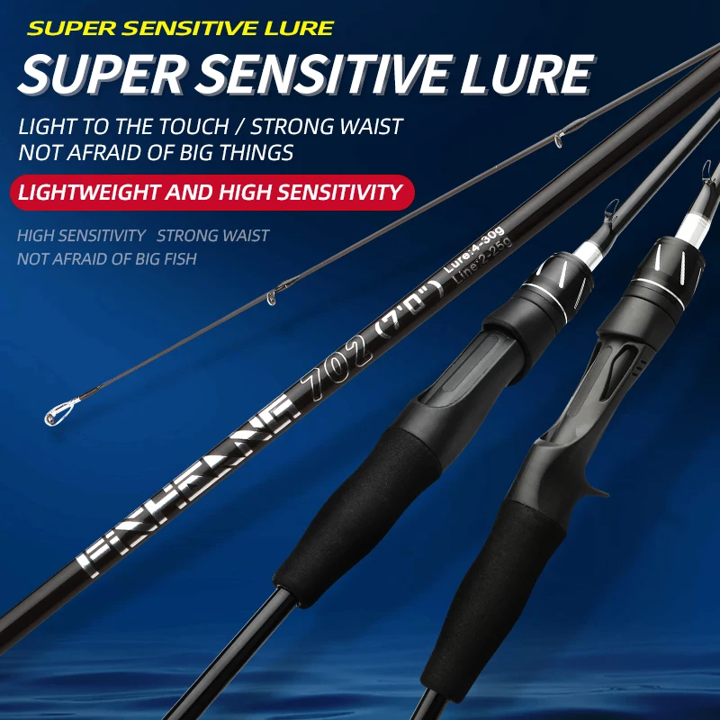 

Carbon Bass Lure Fishing Rod 2 Sections 1.68/1.8/1.98/2.1/2.4/2.58m Spinning Casting Rod Pole 1/2 Tips Power M/L Bait WT 4-30g