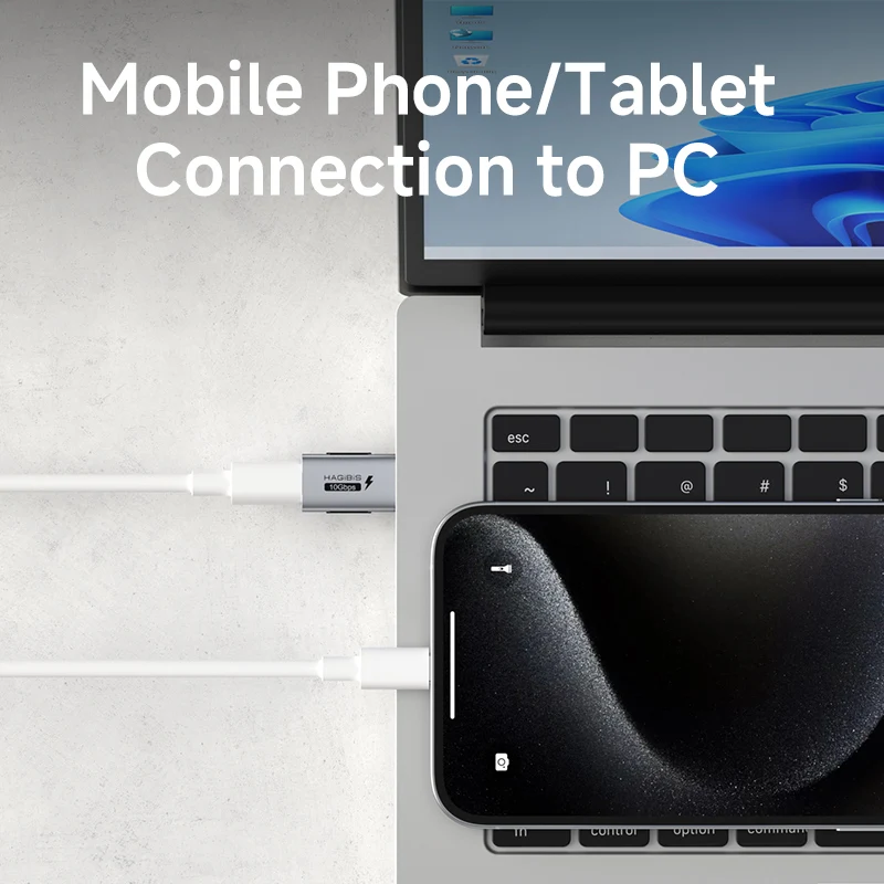 Hagibis USB A Male to USB C Female Adapter 10Gbps High-Speed Data Transfer 60W Fast Charging Conventer Plug for Macbook Tablet