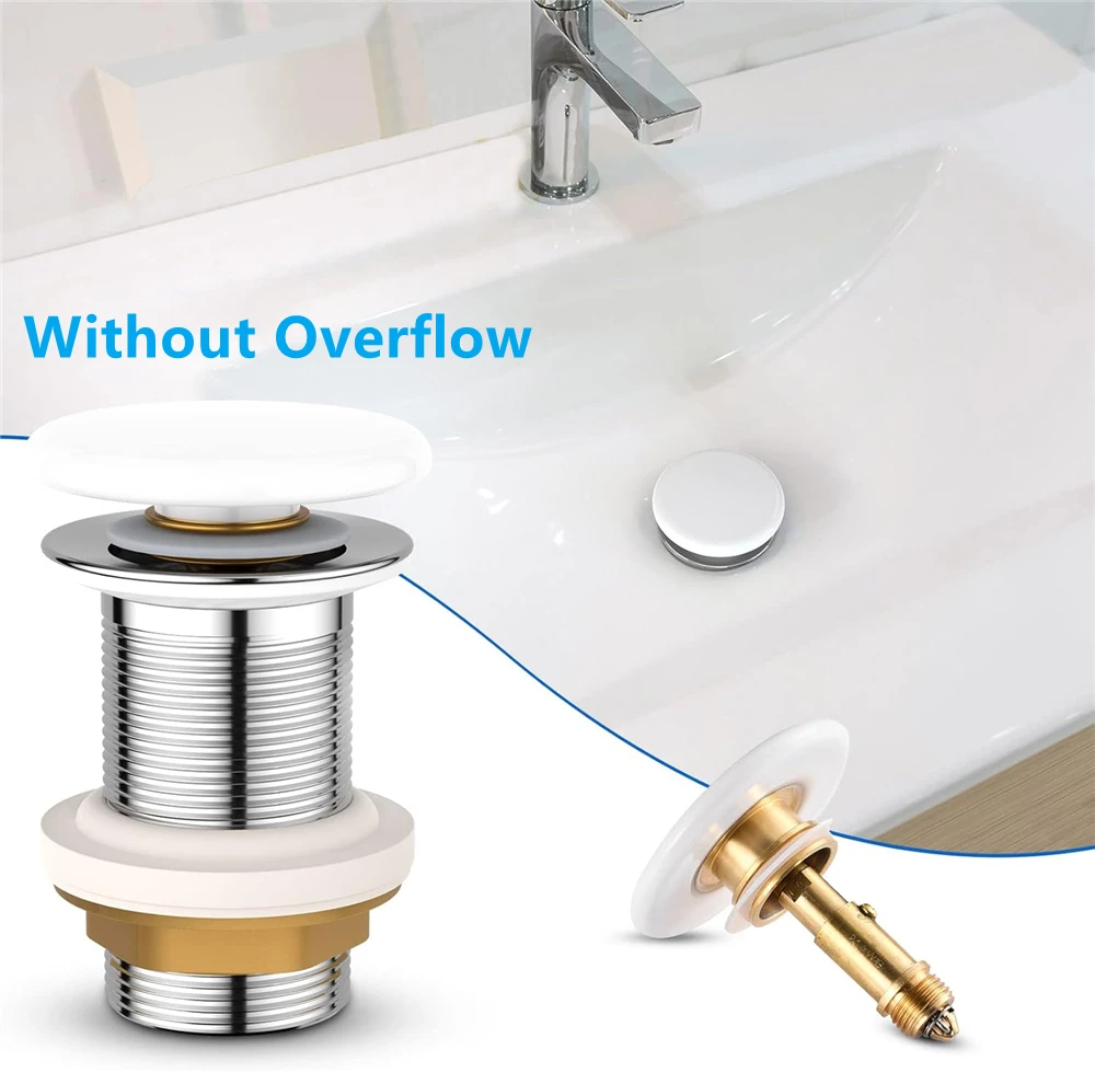Tappo Di Scarico Universale Per Lavabo Bagno 3,2 Cm A Pressione In Acciaio Inox E Ottone - Filtro Anti-capelli Incluso - Colore Nero Opaco - 2