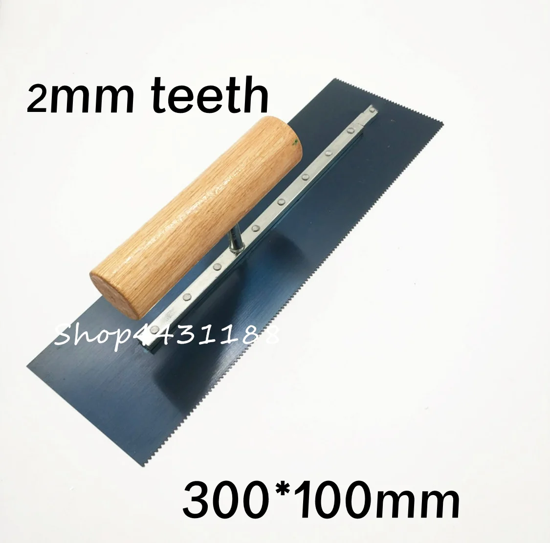 300*100mm Single-side Tooth 2mm Manganese Steel Blade Wooden Handle Plaster Trowel Construction Concrete Hand Tool