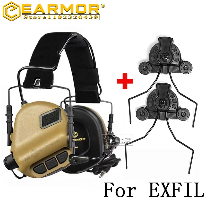 EARMOR M32 MOD4 사냥 전술 헤드셋 및 Exfil 헬멧 레일 어댑터, 소음 차단 전술 통신 헤드셋 ...