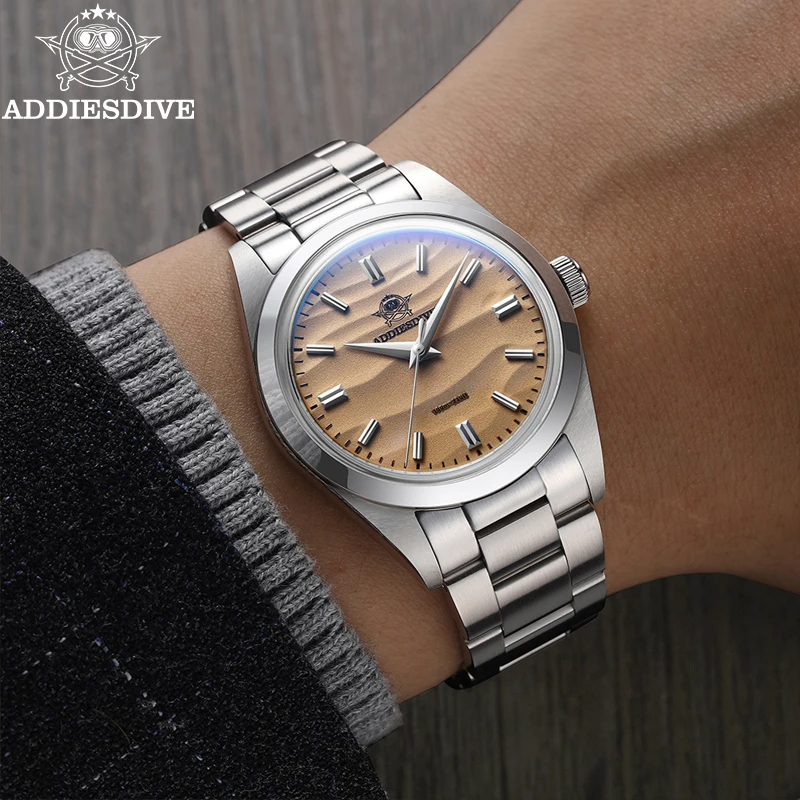 ADDIESDIVE Hot Sale AD2030 Quartz Watch Simple 10Bar Steel Dive Wristwatch Bubble Mirror Pot Cover Glass Sports 36mm Men Watches 2