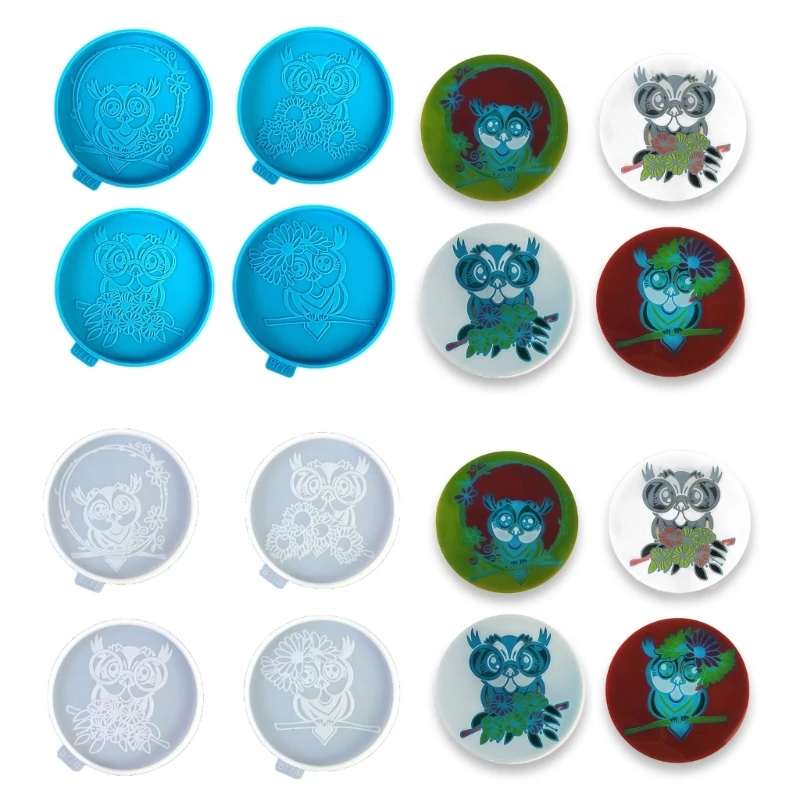 

Diy Crystal Epoxy Resin Mold Owl Silicone Mould Home Decorations Cup Mat HXBA