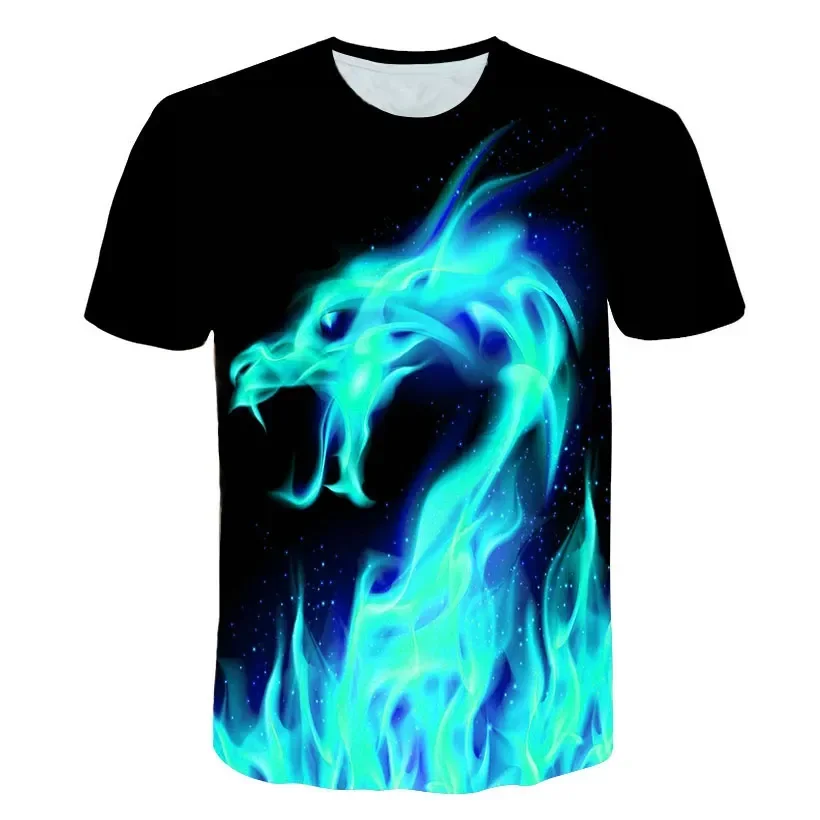 

2023 Kids Flame Baby Boys And Girls Clothes Summer 3D Cartoon Short Sleeves Tee Shirts Fashion Casual Round Collar Clothing