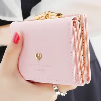 ⁦Small Women Wallet loving heart Short Women's Wallet Card Holder Girls Mini Woman Fashion Lady Coin Purse for Female Clutch Bag⁩ – תמונה ⁦1⁩