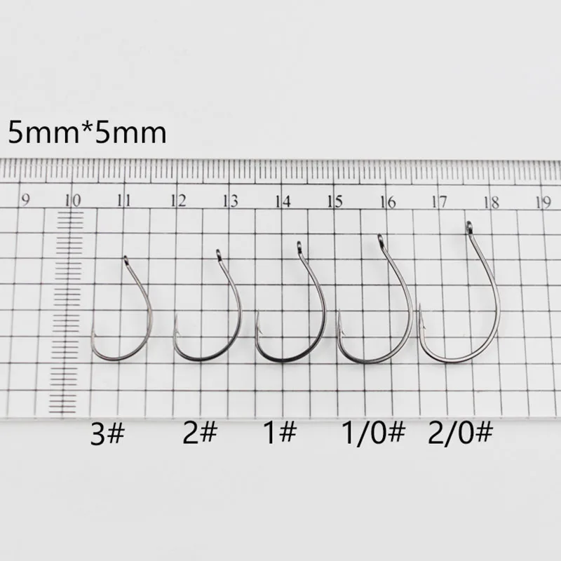 50Pcs 여러 크기  3  2  1 1/0 2/0 드롭 샷 후크 엉뚱한 웜 피쉬 후크 모든 파인스 스타일 부드러운 플라스틱을 위한 오프셋 원형 후크