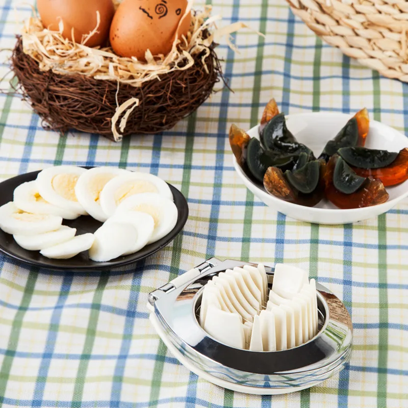 2 Modes Egg Strawberry Cutter High Hardness Rust-proof Uniform Thickness Ergonomic Handle 2 in 1 Egg Cutter Kitchen Gadget