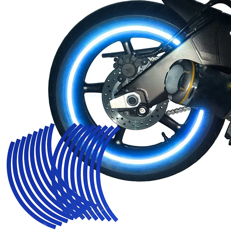 Motorcycle Wheel Tire Stickers Strips Reflective Rim Tape Decals Strips 17-18 Inch Universal motorcycle wheel stickers