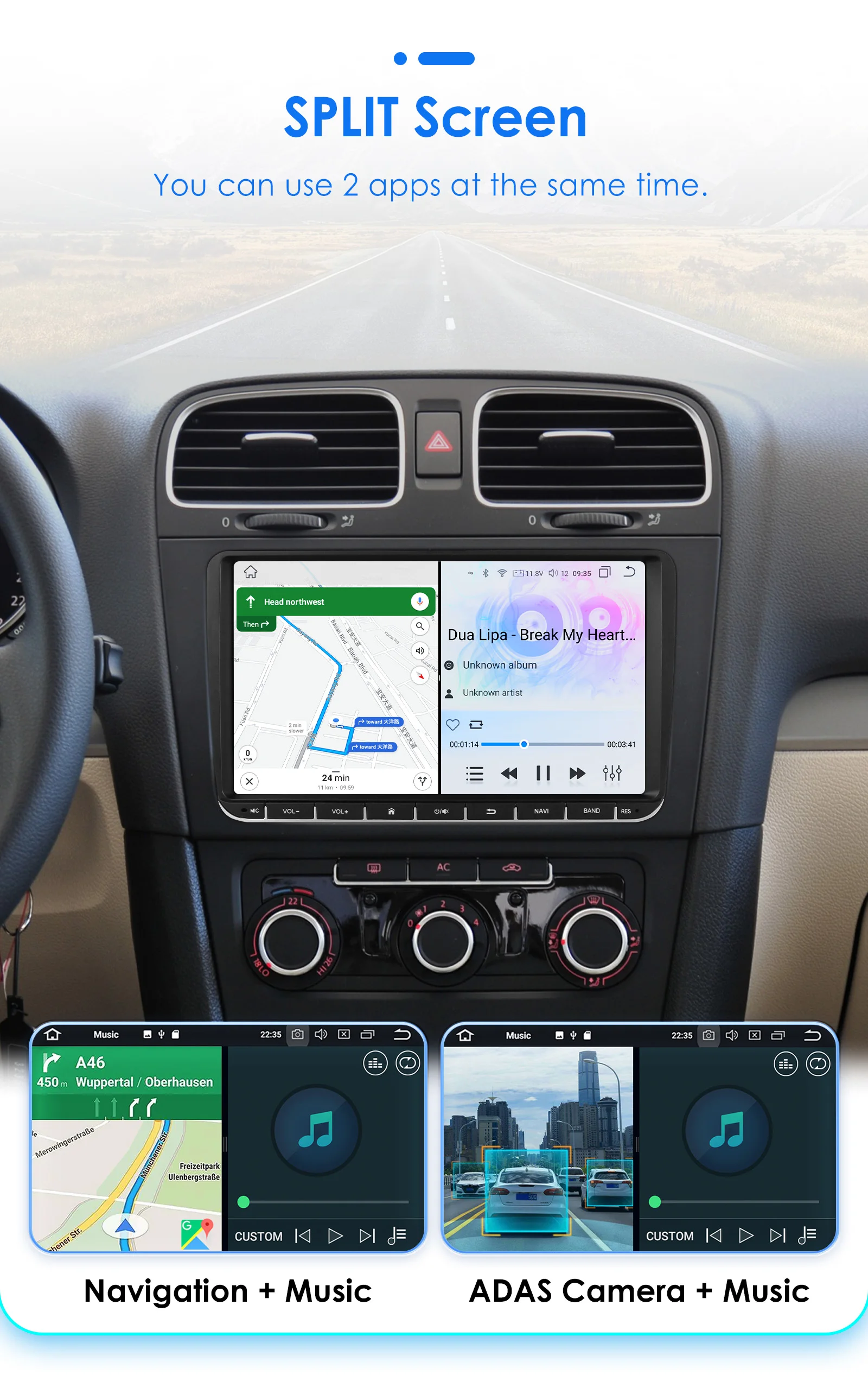 Autoradio Android 14 für VW Volkswagen Golf Polo Skoda Rapid Octavia Passat b6 Tiguan Carplay GPS Auto Multimedia Player Carplay – Detail 32
