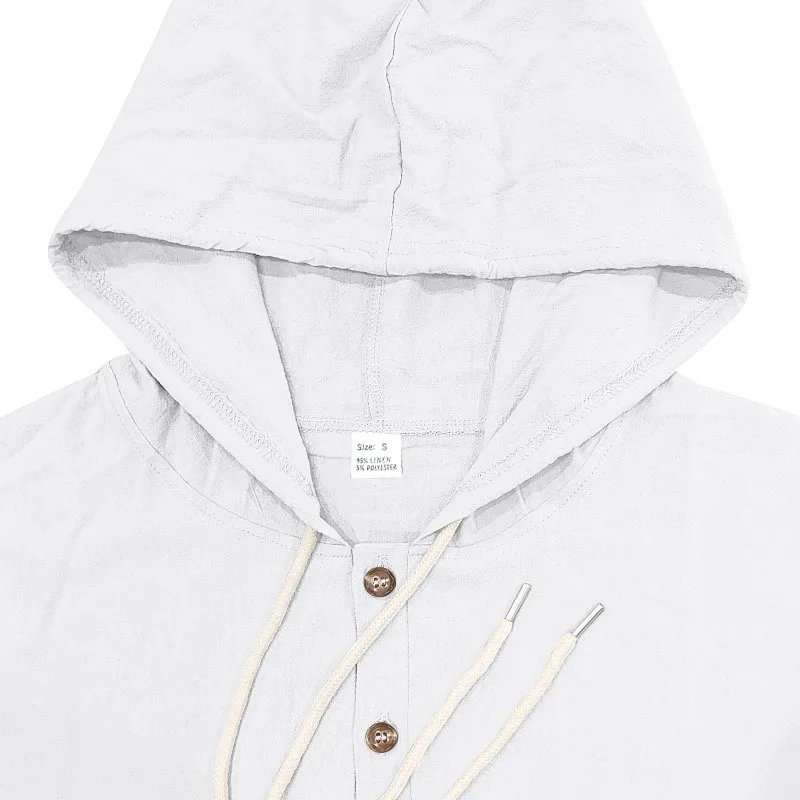 New Spring and Autumn Style Loose Men's Hoodie Set, Linen Material Beach Casual Two-Piece Suit
