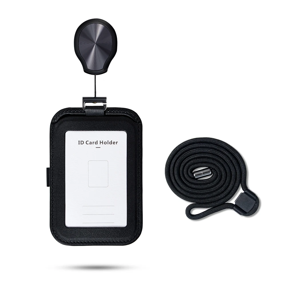 Luxury Genuine Leather ID Badge Card Holder Card Case with