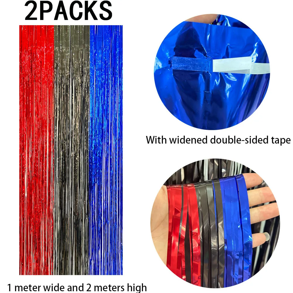 Rainbow Foil Fringe Curtains - Tinsel Metallic Streamers for Vibrant Party Decorations, Set of 2