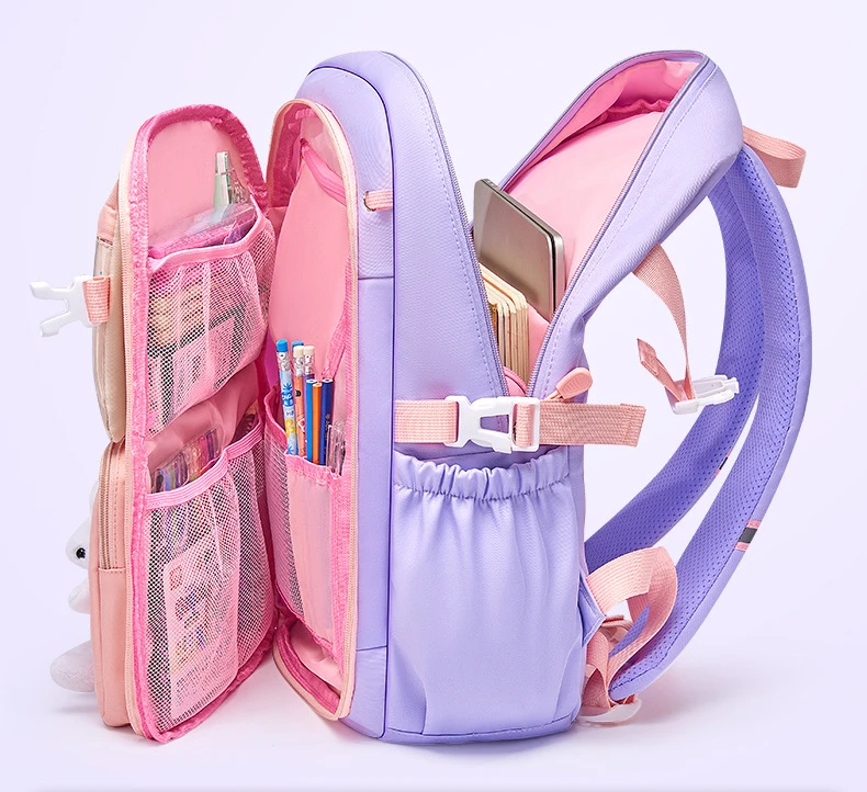 Primary School Backpack 1-5 Grade Cute Colorful School Bag For Girls Waterproof Large Capacity Cartoon rabbit Mochila Escolar