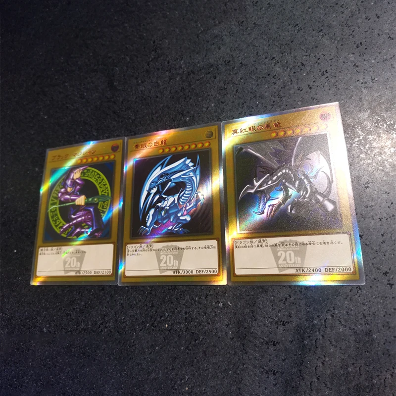 3 Pz/Set Anime Yu-Gi-Oh! Fai Da Te Autocontrollo Ocg Blue-Eyes White Dragon Red-Eyes Black Dragon Dark Magician Game Collection Cards
