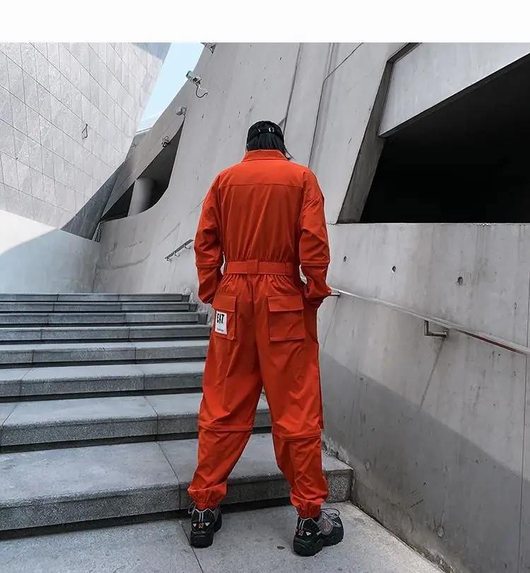 Spring Overalls Men Jumpsuit Cotton Letter Embroidery Beam Feet