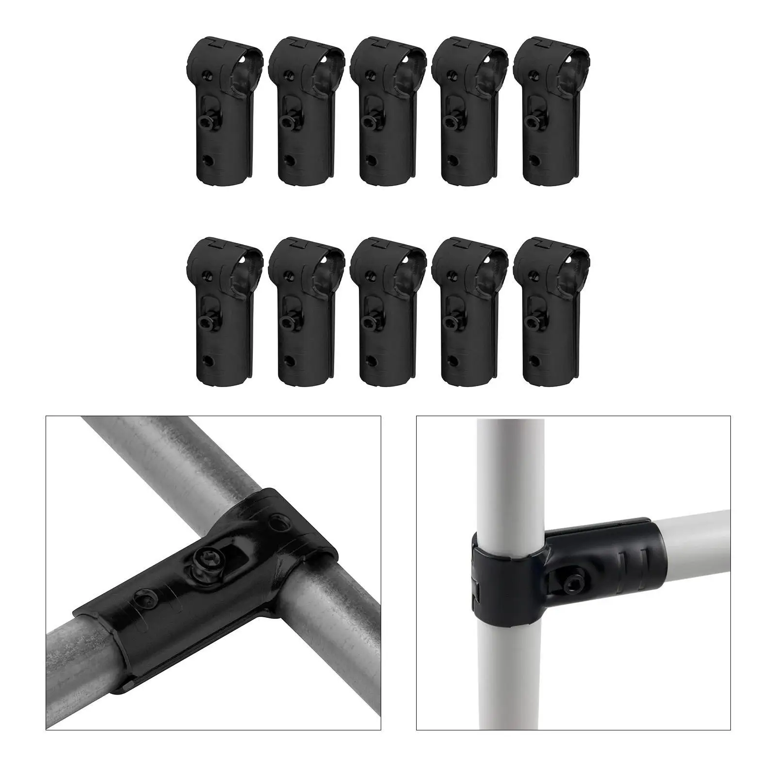 10Pcs T Pipe Clamp Connector,Tee Chain Link Fence End Rails Clamps Component,Tube Fitting Clip for Handrails,Connecting,Home 1