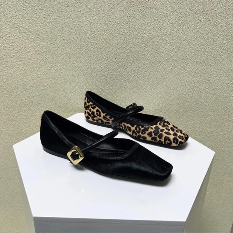 2024 New Fashion Women's Flat Shoes Round Toe Leopard Print Casual Shoes Ladies Breathable Slip-on Outdoor Soft Mary Jane Shoes 2