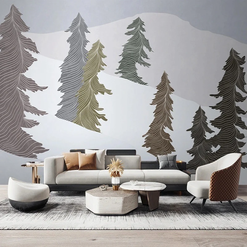 

European Style Custom Mural 3D Hand-painted Forest Tree Natural Pattern Wallpaper Living Room Bedroom Dinning Room Background