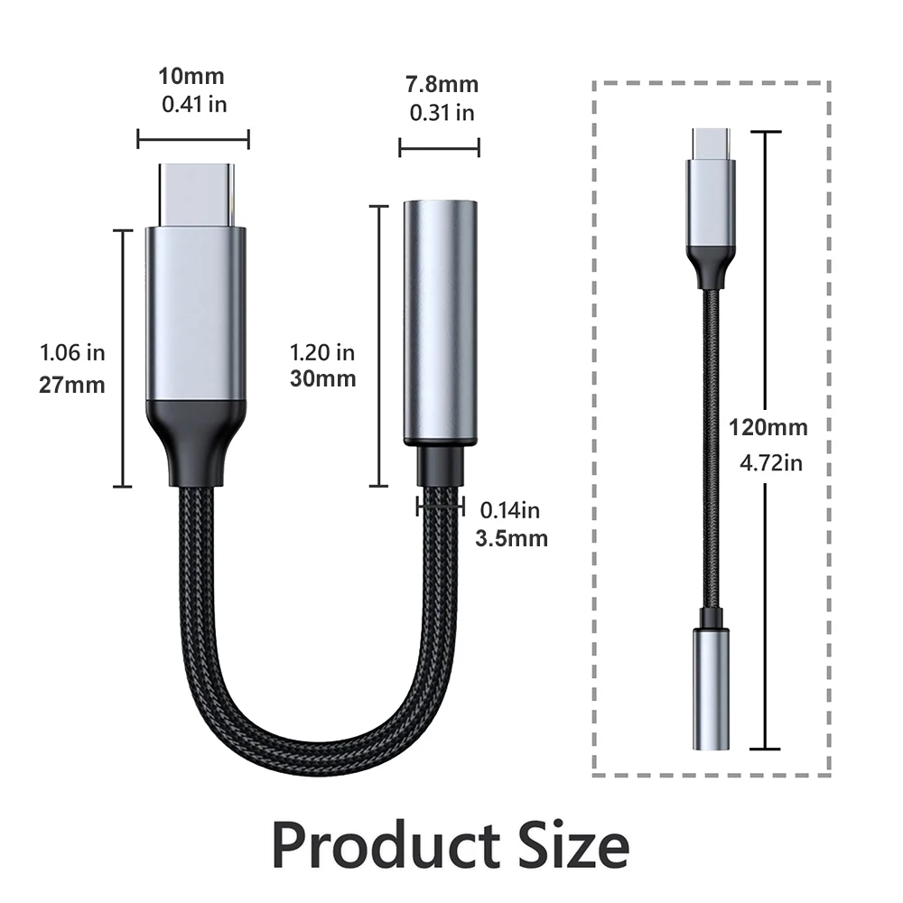 Podofo 3.5mm AUX Cable Jack Adapter Type C to Headphones Audio Adapter For Pixel 4 3 2 XL, Samsung 22 Galaxy S22/S20 Ultra Note