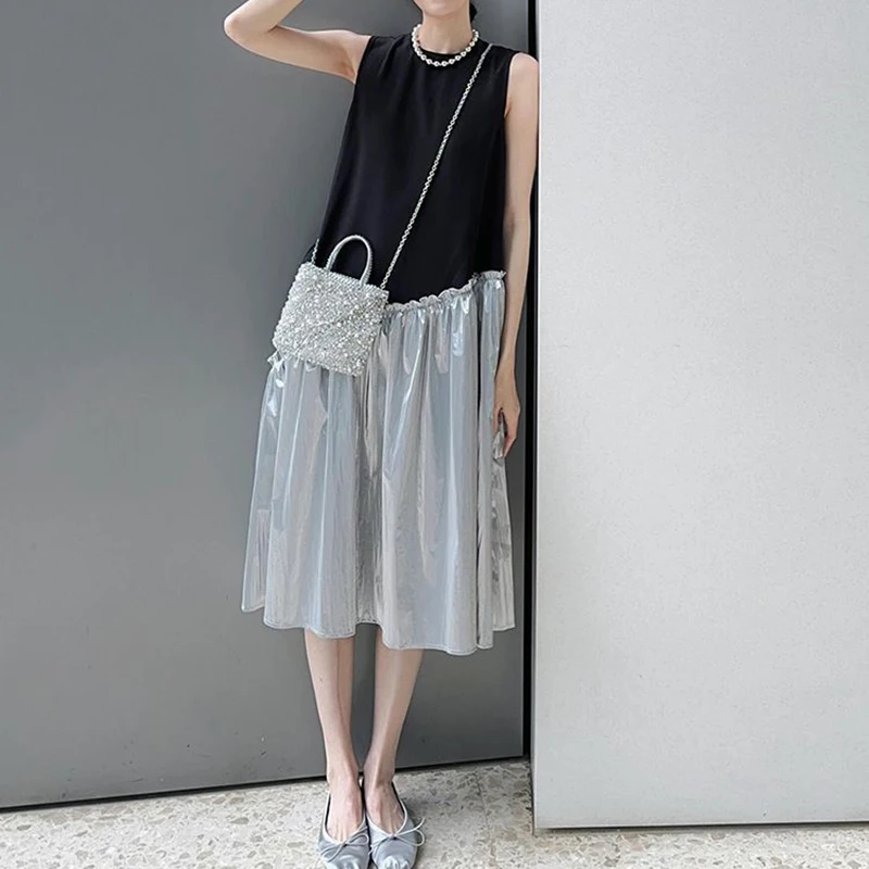 

Dresses Summer 2024 New Middle School Children's Fashionable Short sleeved Fashionable Splicing Skirt Summer