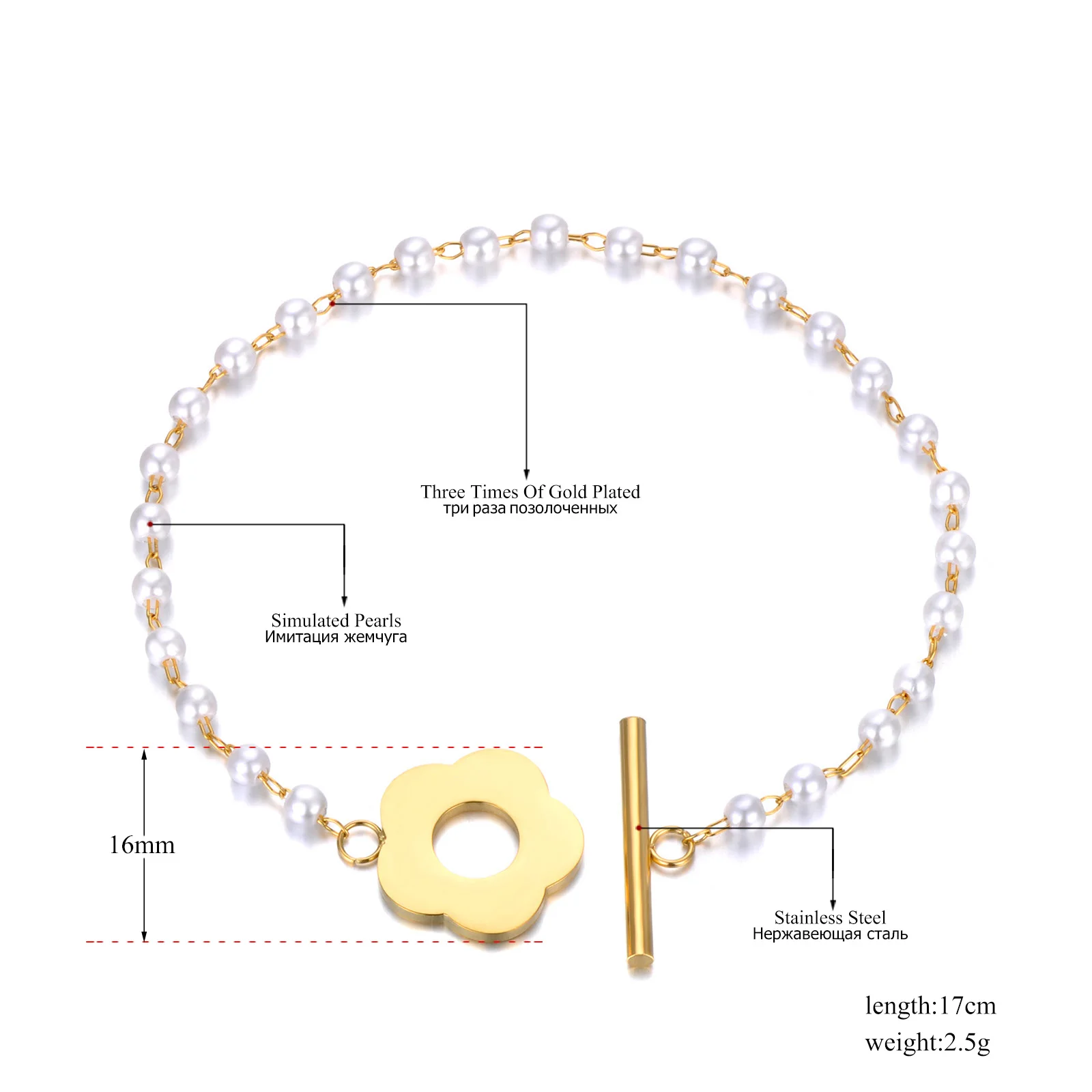 Lokaer Mode Schwarz CZ Kristall Charme Halsketten Für Frauen Edelstahl Weiße Perle Link Kette Böhmischen Strand Halskette N22083_voghion.com