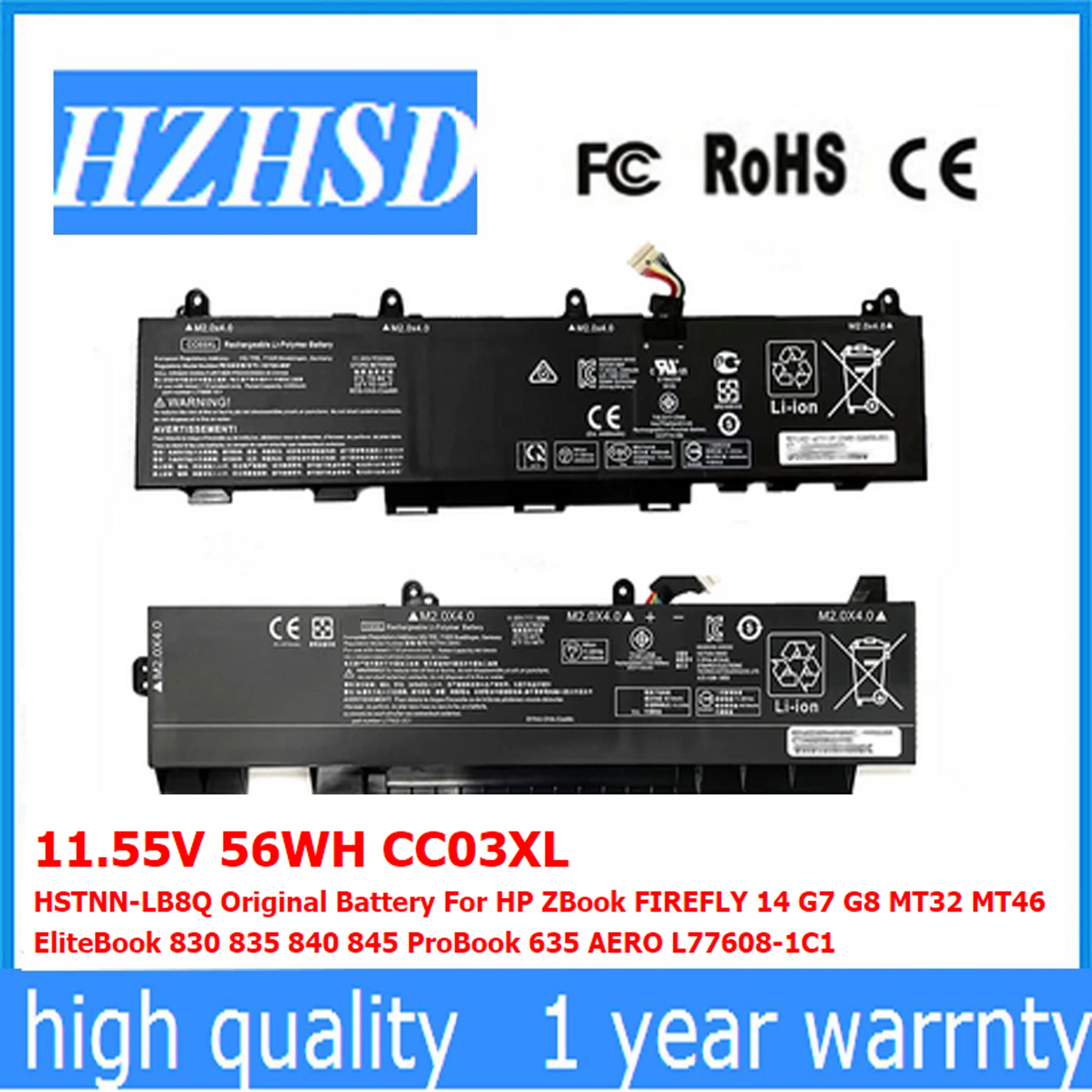 11.55V 56Wh Cc03Xl Hstnn-Lb8Q Batteria Originale Per Hp Zbook Firefly 14 G7 G8 Mt32 Mt46 Elitebook 830 835 840 845 Probook 635
